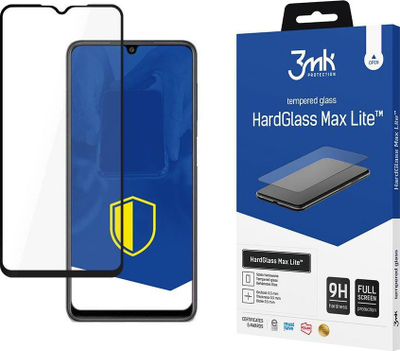 Xham mbrojtës 3MK për Samsung Galaxy M22 HardGlass Max Lite, 0.3mm, që e mbulon krejt ekranin, i zi