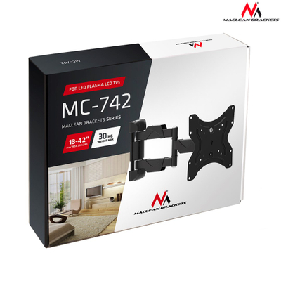 Ѕиден држач за ТВ Maclean MC-742, 13-42\", VESA 200x200, 30kg, црн