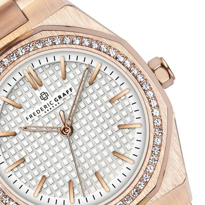 Orë dore për femra Frederic Graff Dumani Rose Gold Steel FXDA, ari rozë