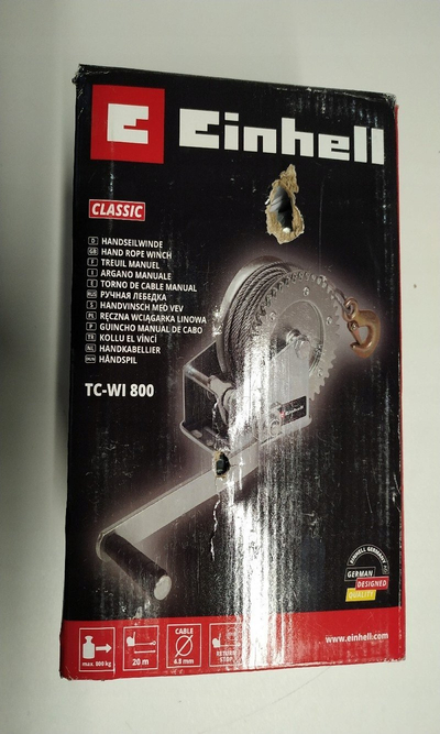 Vinç me dorë me litar çeliku Einhell TC-WI 800, 800 kg, litar 20 m, argjendtë