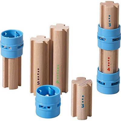 Set ndërtimi HABA Kullerbu Columns Expansion, 10 pjesë, dru, blu