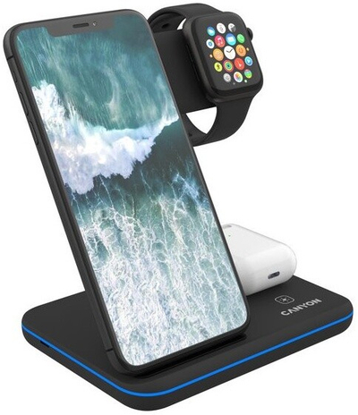 Станица за полнење CANYON WS-302 3in1 Qi, црна