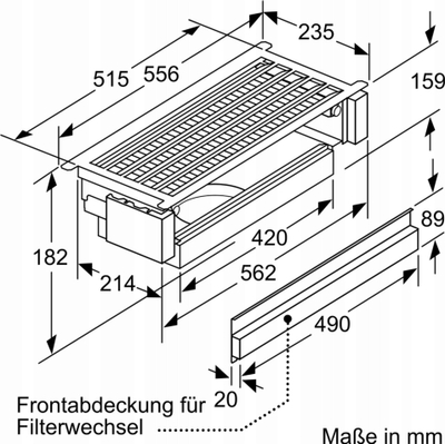 Komplet ricirkulimi ajri Bosch DWZ1IX1C6 CleanAir Plus, filtër anti-polene, për aspirator Bosch DFS097J50B dhe DFS067J50B, inox