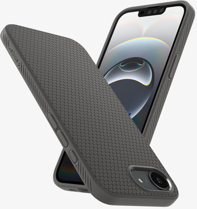 Футрола за телефон Spigen Liquid Air за iPhone 16e, воен стандард, сива