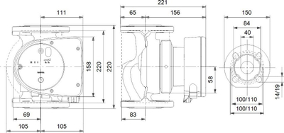 Pompë qarkulluese Grundfos Magna1 40-60F, 220V, për ngrohje e ftohje, ngjyrë e zezë