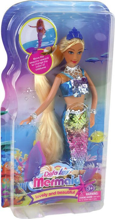 Kukull sirenë Leantoys Blue Mermaid, lodër për kalamaj, blu