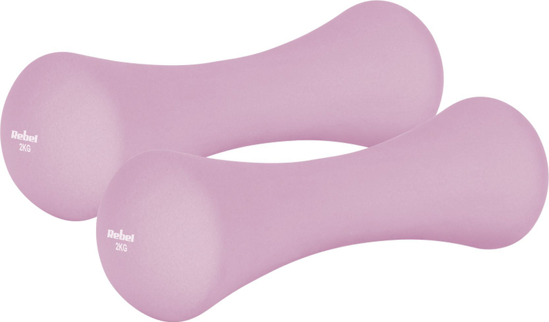 Hantelë Rebel Active, set 2 x 2kg, gize me neopren, rozë
