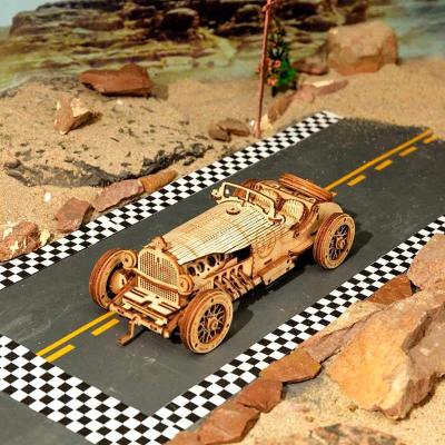 Puzzle maket makine Rolife ROEMC401, V8 Grand Prix, shkalla 1:16, dru natyral
