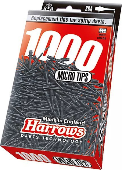 Maja plastike dart Harrows Micro Tip, 1000 copë, 2BA, pa ngjyrë