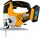 Sharrë shpuese JCB Jigsaw 18V, bateri 2.0Ah, me çantë, e verdhë