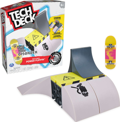 Set lojrash fingerboard Tech Deck Power Flippin X-Connect, rampë ndërtuese, me fingerboard ekskluziv, shumëngjyrësh
