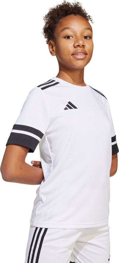 Bluzë sportive për kalamaj adidas Squadra 25 Jr JJ0057, poliester 100%, e bardhë