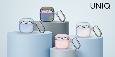 Куќиште за слушалки Uniq Iridescia за AirPods 4, со приврзок, Pink Prism