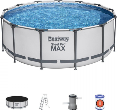 Pishinë Bestway Steel Pro MAX Complete Kit, Ø 396cm, 122cm, gri e çelët