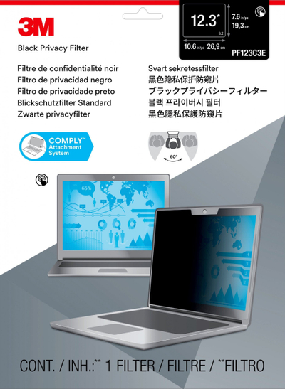 Filtër privatësie 3M PF123C3E për laptop 12.3\", i zi