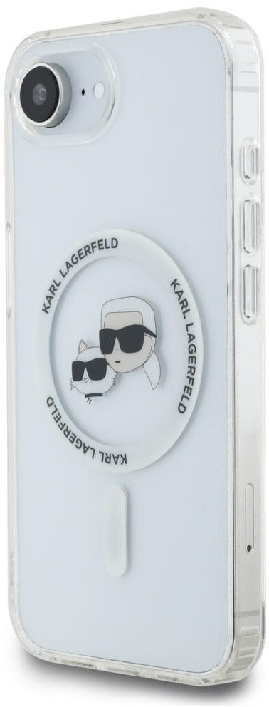Kутија за заштита Karl Lagerfeld IML Metal Karl and Choupette, за iPhone 16E, MagSafe, бела