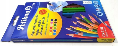 Lapsa me ngjyra uji Pelikan 700672, set 12 copë, me furçë, shumëngjyrëshe