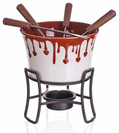 Set fondue Banquet Dark Choco A11612, qeramik, për 4 veta, shumëngjyrësh