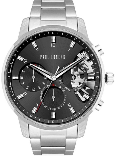 Ora dore meshkuj Paul Lorens PL20003B-1C1, quartz, rrip metalik argjendtë, me kuti dhurate