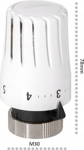 Set termostatik i drejtë Invena CD-74-P15 Mini, M30x1.5, 10 bar, i bardhë me nikel