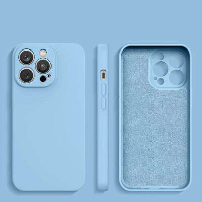 Maskë silikoni Hurtel për iPhone 14 Plus, mbrojtëse, blu e çelët
