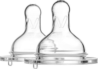 Biberonë zëvendësues Akuku Anti-Colic, qafë e gjerë, 6m+, set me 2 copë, transparent
