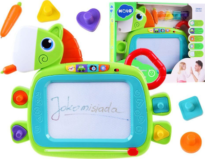 Lodër tabelë magnetike Hola Magic Board, në formë kali, me zë e drita, shumëngjyrëshe