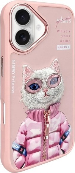 Mbulesë telefoni Nimmy Cool&amp;Cute 2.0 Cat, për iPhone 16 6.1", rozë