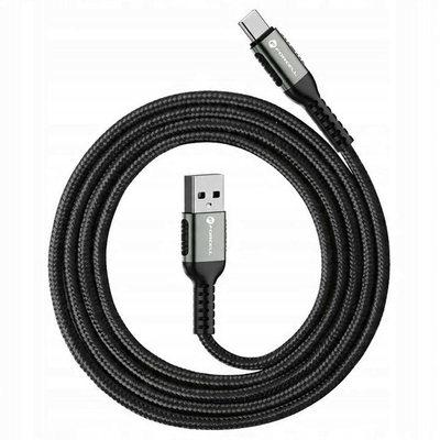 Kabllo USB Forcell F-ENERGY C256, USB A në USB C, 0.25m, 66W, e zezë