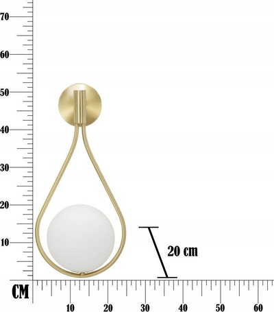 Llambë murale Glamy Drop, 24x20x52 cm, metal dhe xham, ari dhe e bardhë