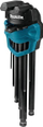 Set çelësa imbus Makita B-65894, 9 copë, kokë sferike, shumëngjyrësh