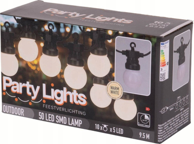 Girlandë dekorative LED për kopsht, 10 llamba, 5 m, IP44, me timer