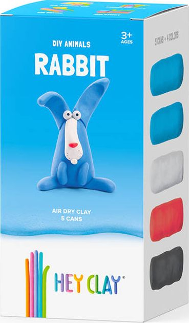 Set plasteline Hey Clay Rabbit, 5 kanaçe, argjilë që thahet në ajër, shumëngjyrësh