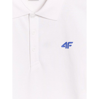 Bluzë polo për burra 4F 4FWSS25TPTSM704, pambuk, e bardhë