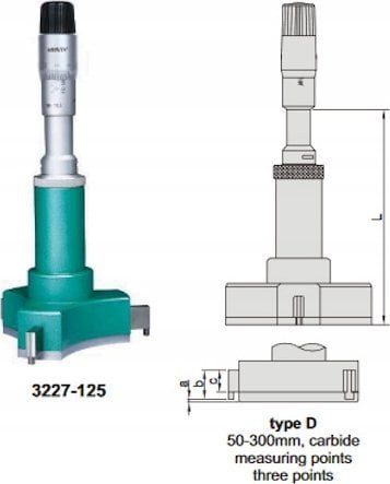 Mikrometër i brendshëm Limit 3227-125, 100-125 mm, gradim 0.005 mm, jeshil