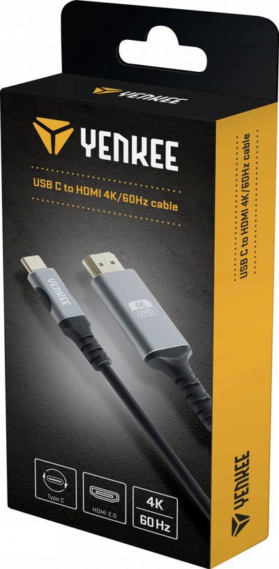 Kabllo USB-C në HDMI Yenkee YCU 0310, 1.5m, 4K 60Hz, zi-argjend