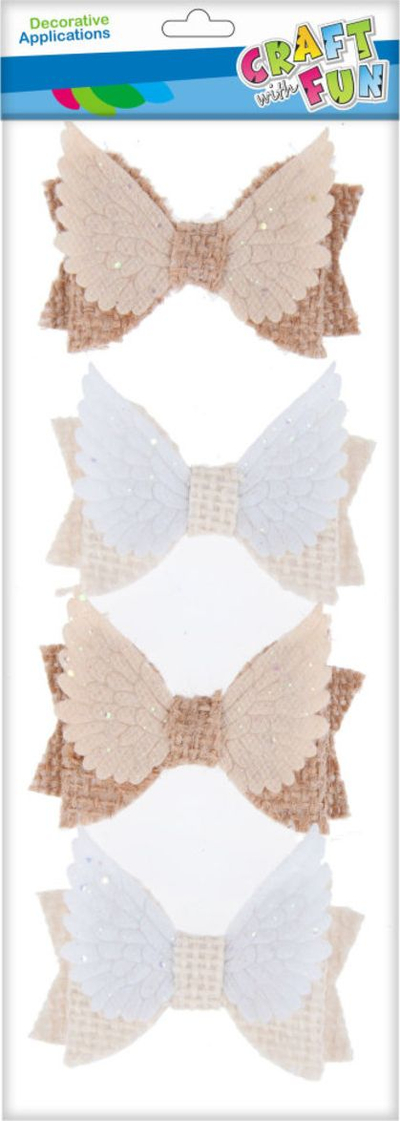 Dekorime vetëngjitëse pëlhure Craft with Fun Wings, forma fjongo, ngjyra neutrale