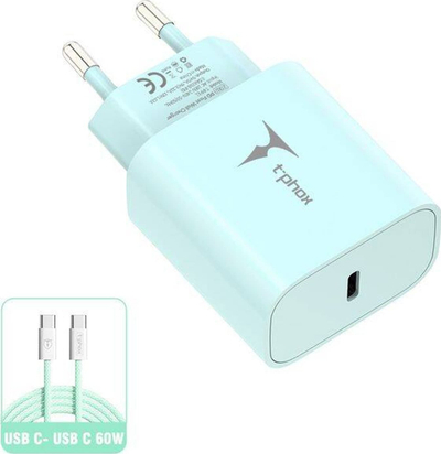 Karikues muri T-phox Moderate Series T-PP11, 20W PD, me kabllo USB-C 60W, jeshil