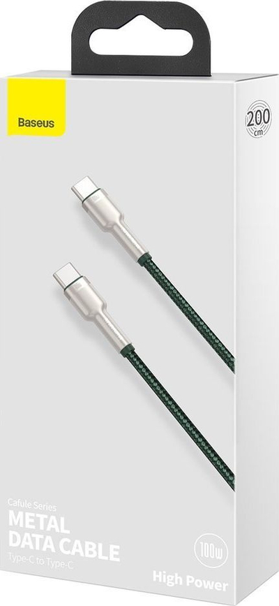 Kabllo USB-C Baseus CATJK-D06, Type-C me Type-C, 100W, 2m, jeshile