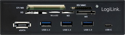 Panel frontal LogiLink UA0341, 3x USB 3.0, USB C, eSATA, lexues kartelash, i zi