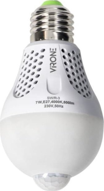 Llambë LED Virone Namib SW/R-3, 7W, E27, me sensor lëvizjeje dhe muzgut, e bardhë
