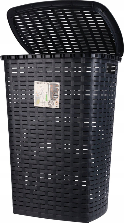 Shportë rrobash Storage Solutions Laundry Basket With Lid, 53L, plastike, gri