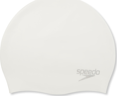 Капа за пливање Plain Moulded Silicone Cap, силикон, ергономска, бела