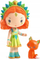 Set lodrash Djeco Tinyly Sylvia and Fox, shpi-valixhe kartoni, për kalamaj 4-9 vjeç, shumëngjyrësh