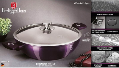 Tigan wok Berlinger Haus Purple Eclipse, 30 cm, veshje titan, lejla