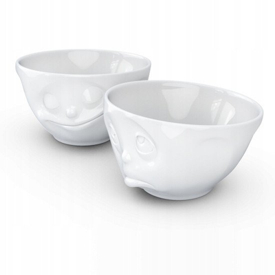 Set tasa porcelani FIFTYEIGHT PRODUCTS TASSEN Medium No. 3, 6.5 oz, me dizajn Tasty dhe Snoozy, të bardhë