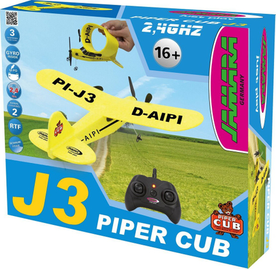 Aeroplan me telekomandë Jamara Piper J3-CUB, 2.4 GHz, Gyro 2CH, i verdhë