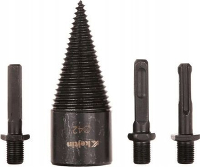 Set freze për çarje druri, Wood Splitting Auger Bit 32mm, me 3 adapterë, çelik karboni