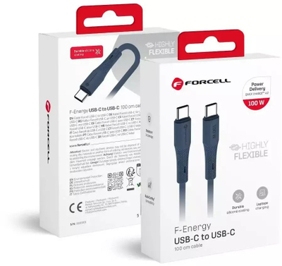 Kabllo USB C në USB C Forcell F-Energy C347, 100W 5A PD QC4.0, 1m, blu navy