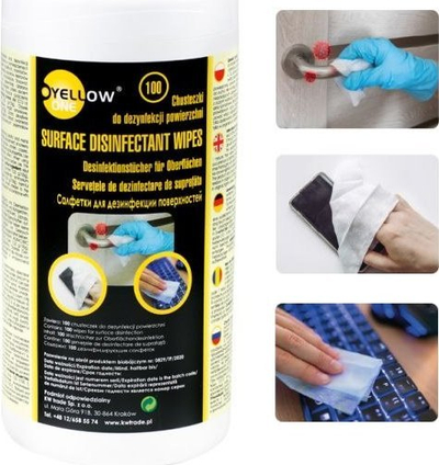 Peceta dezinfektuese Yellow One Surface Disinfection Wipes, 100 copë, pa alkool, ngjyrë e bardhë